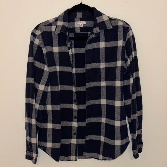 Merona Other - Dark Blue and White Long Sleeve Button-Up Flannel